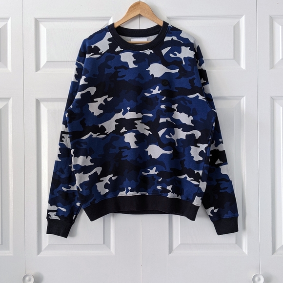 The Kooples X Sport Blue Camouflage Crew Sweatshirt | Size L - Picture 1 of 16